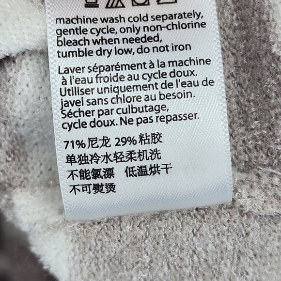 Barefoot Dreams CozyChic Ultra Lite Pullover Beige Striped Pocket Size Large - Picture 4 of 5